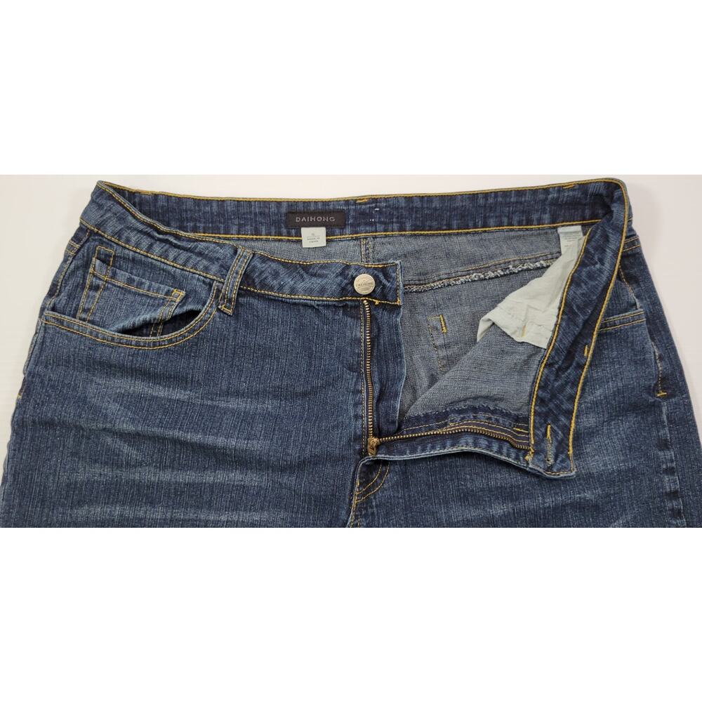 L) Daihong Women Capri Cuffed Denim Jeans Size 16 - Picture 7 of 10